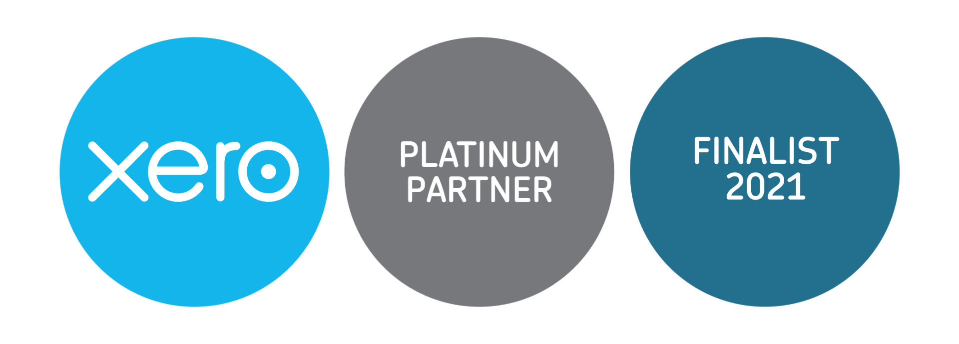 Three logos representing Xero Platinum Partner Finalist 2021